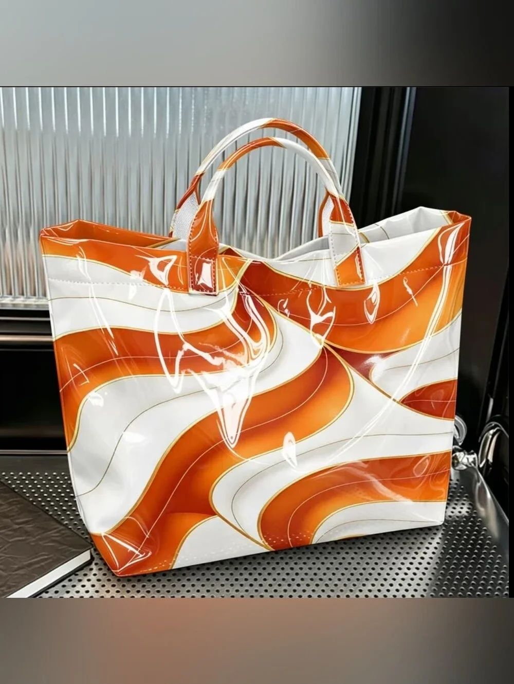 Women Marble Abstract Elegant Tote Bag Large Size